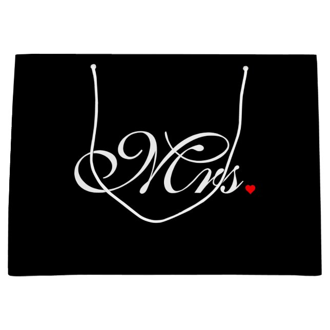 Mrs. Wife Bride His Hers Newly Weds Large Gift Bag (Front)