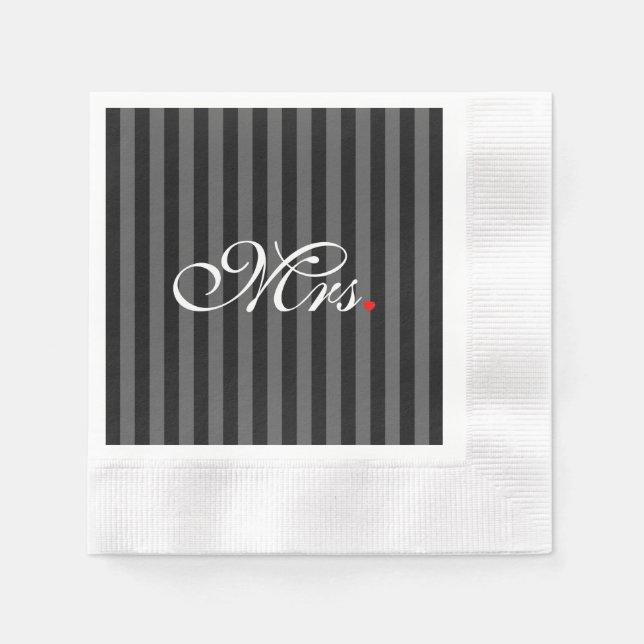 Mrs. Wife Bride His Hers Newly Weds Napkin (Front)