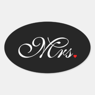 Mrs. Wife Bride His Hers Newly Weds Oval Sticker