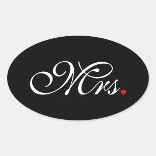 Mrs. Wife Bride His Hers Newly Weds Oval Sticker