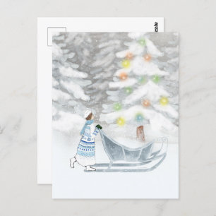 Mrs. Winter Festive Snow Christmas Watercolor Postcard