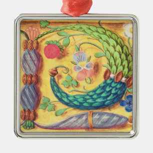 Ms 134 Illuminated letter `P' decorated with flowe Metal Tree Decoration