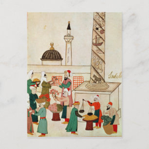 Ms 1671 A Bazaar in Istanbul, c.1580 Postcard
