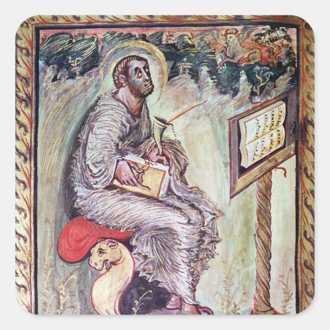 Ms 1 fol.90v St. Luke, from the Ebbo Gospels Square Sticker (Front)