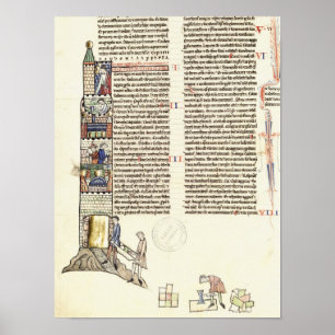 Ms 21 f.167v Construction of a Tower Poster