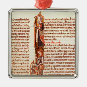 Ms 21 fol.97 Ruth and Boaz, from a Bible Metal Tree Decoration
