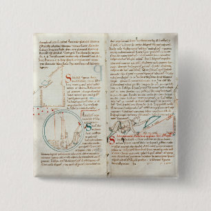 Ms 235 f.32 & 33 Geometry, from a 'Traite d'Astron 15 Cm Square Badge