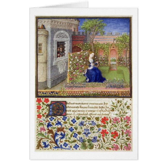 Ms 2617 Emilia in her garden, Plate 22, from 'La T (Front)