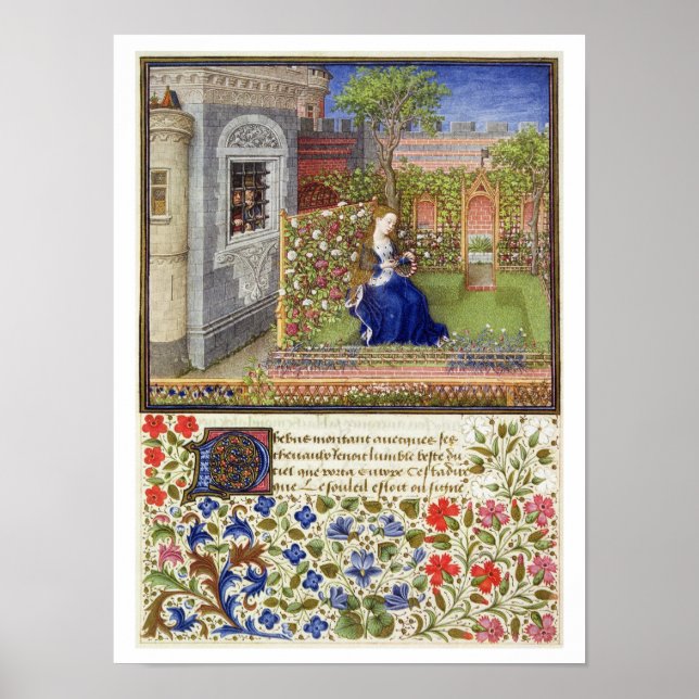 Ms 2617 Emilia in her garden, Plate 22, from 'La T Poster (Front)