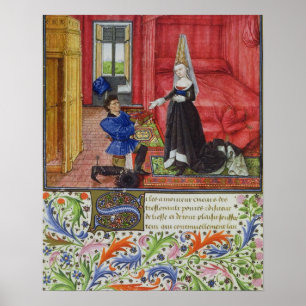 Ms 2617 The scribe dedicating La Teseida to an unk Poster