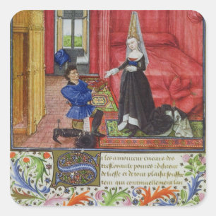 Ms 2617 The scribe dedicating La Teseida to an unk Square Sticker