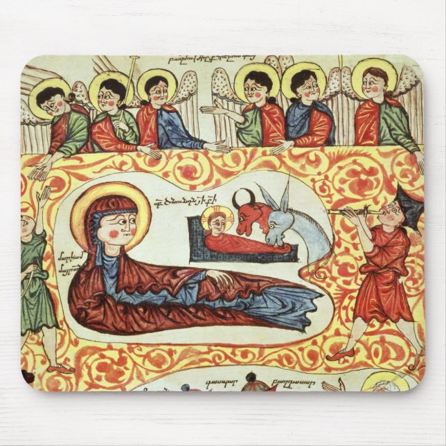 Ms 404 fol.1v The Nativity, from a Gospel Mouse Mat (Front)