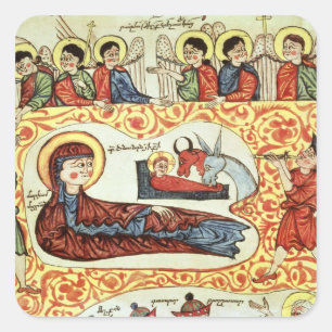 Ms 404 fol.1v The Nativity, from a Gospel Square Sticker