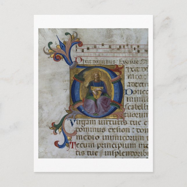 Ms 531 f.169v Historiated initial 'D' depicting Ki Postcard (Front)