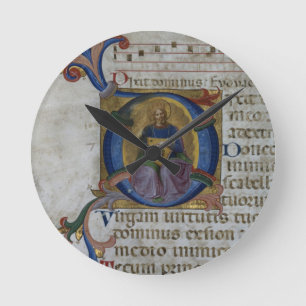 Ms 531 f.169v Historiated initial 'D' depicting Ki Round Clock