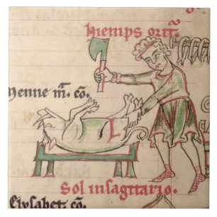 Ms 54. f.6r November: Killing the Pig, from a Cist Tile