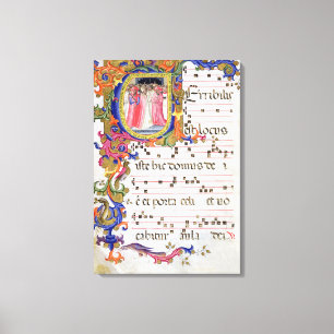 Ms 557 f.61v Page with historiated initial 'U' dep Canvas Print