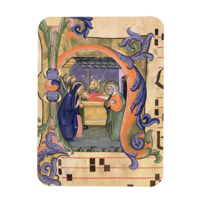 Ms 571 f.6r Historiated initial 'H' depicting the Magnet (Vertical)