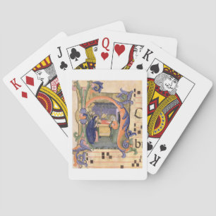 Ms 571 f.6r Historiated initial 'H' depicting the Playing Cards