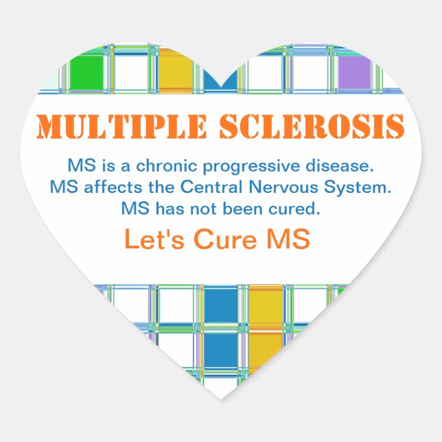 MS Awareness heart Stickers for Multiple Sclerosis (Front)