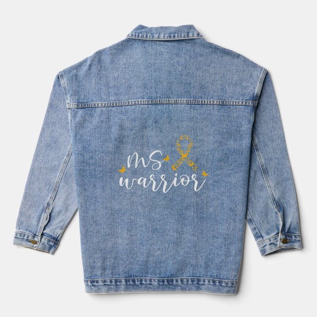 Ms Awareness Month Multiple Sclerosis Ms Warrior B Denim Jacket (Back)