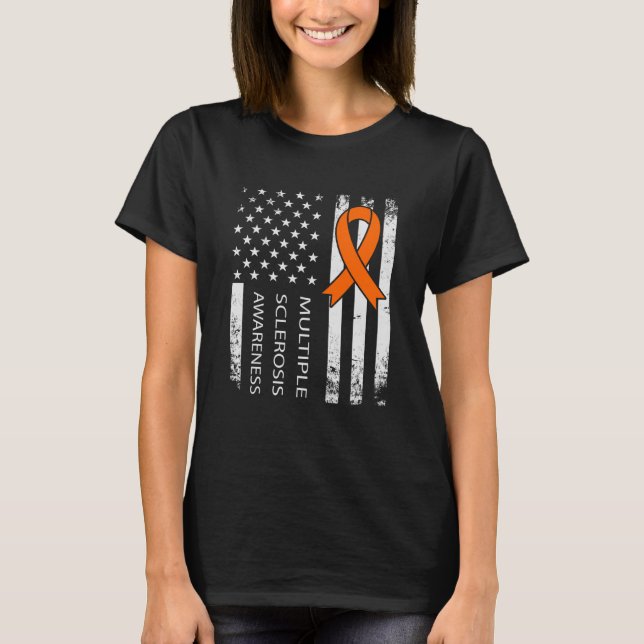 MS Awareness Multiple Sclerosis Distressed Flag  1 T-Shirt (Front)
