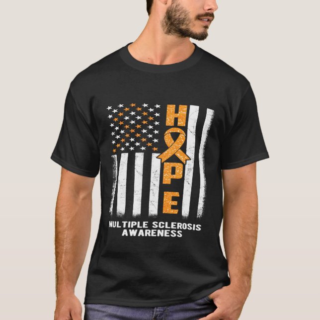 MS Awareness Multiple Sclerosis Hope Distressed Fl T-Shirt (Front)