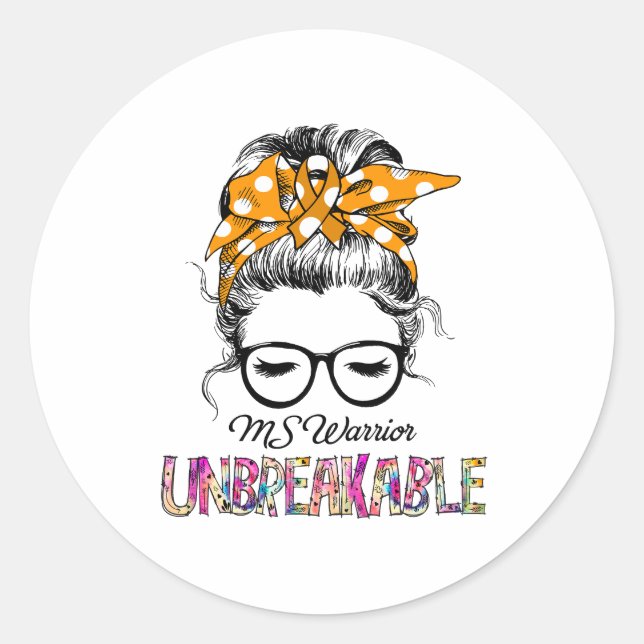 MS Awareness Ribbon Support Gifts Classic Round Sticker (Front)