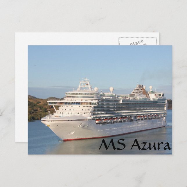 MS Azura Cruise Ship Close-Up on Antigua Postcard (Front/Back)