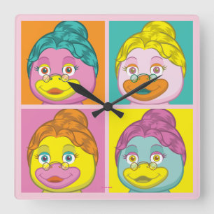 Ms. Birdy Pop Art Square Wall Clock
