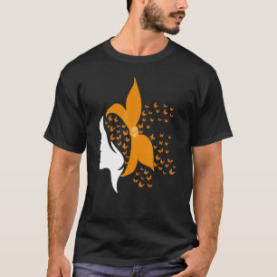 Ms Butterfly Orange Ribbon Multiple Sclerosis Awar T-Shirt