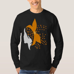 Ms Butterfly Orange Ribbon Multiple Sclerosis Awar T-Shirt