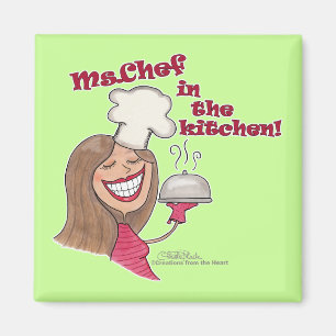 Ms.Chef  in the kitchen Magnet