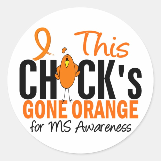 MS Chick Gone Orange Classic Round Sticker (Front)