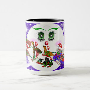 Ms. Christmas Moon Santa & Weenie Dogs Mug