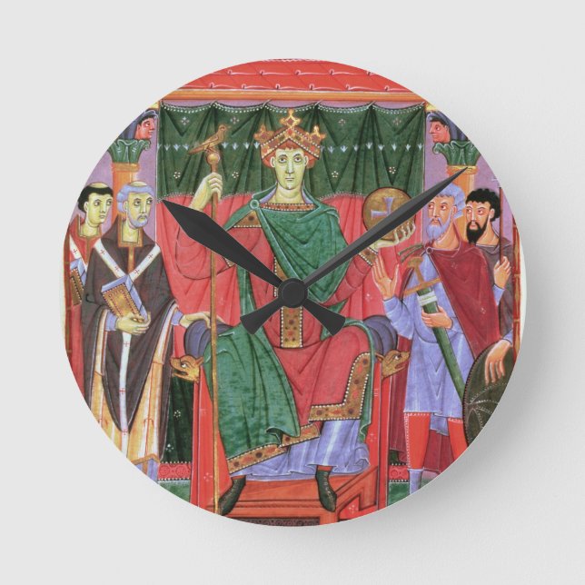 Ms Cim.4453 f.42r Holy Roman Emperor Otto III Enth Round Clock (Front)
