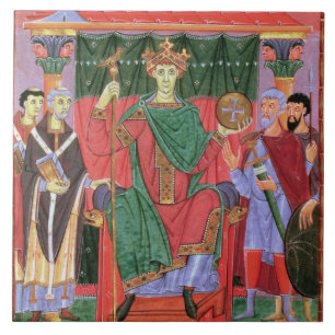 Ms Cim.4453 f.42r Holy Roman Emperor Otto III Enth Tile