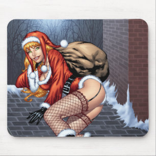 Ms Claus On The Rooftop Delivering Santas Presents Mouse Mat
