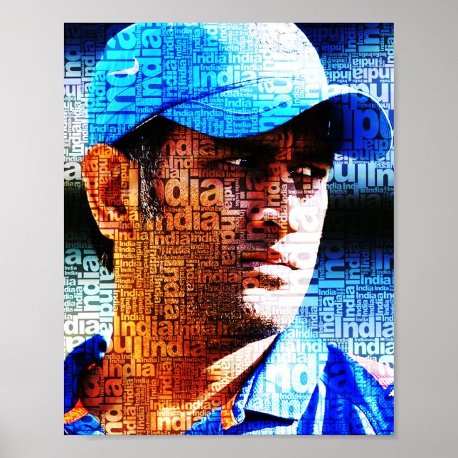 Ms Dhoni Typography Poster (Front)