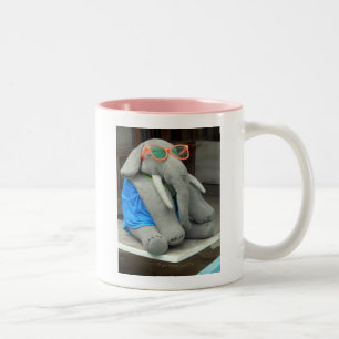 Ms Ella goes to the pool Two-Tone Coffee Mug