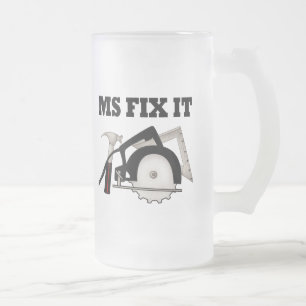 Ms Fix It Frosted Glass Beer Mug