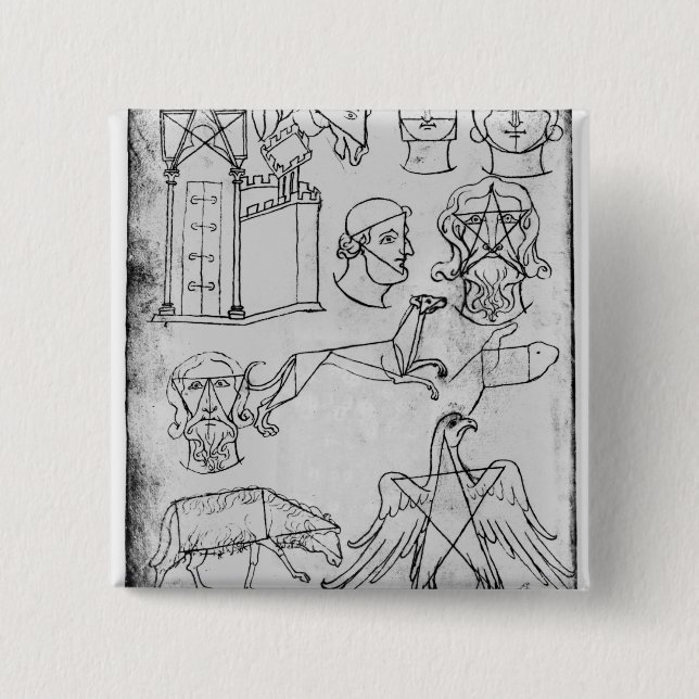 Ms Fr 19093 fol.18v Various drawings 15 Cm Square Badge (Front)