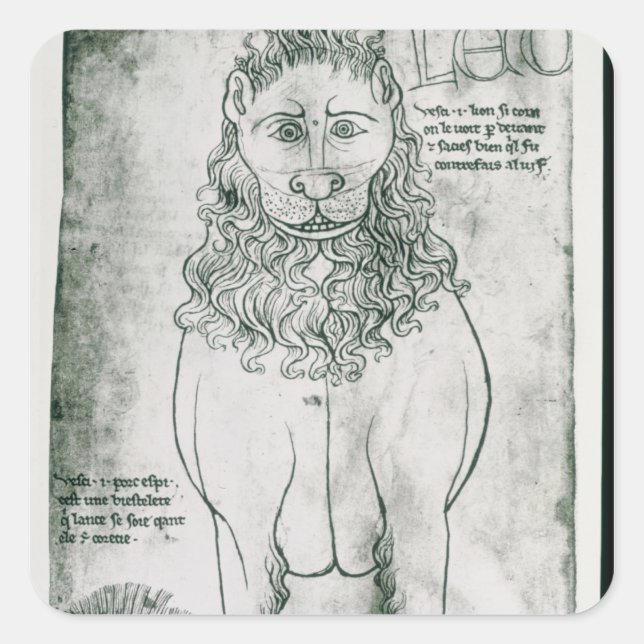 Ms Fr 19093 fol.24v Lion and Porcupine Square Sticker (Front)