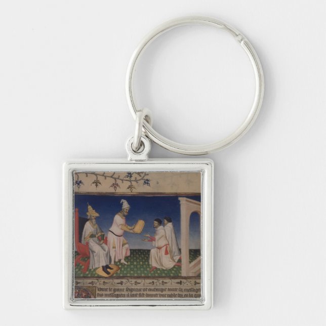 Ms Fr 2810 f.3v Kublai Khan (1214-94) giving his g Key Ring (Front)
