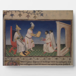 Ms Fr 2810 f.3v Kublai Khan (1214-94) giving his g Plaque