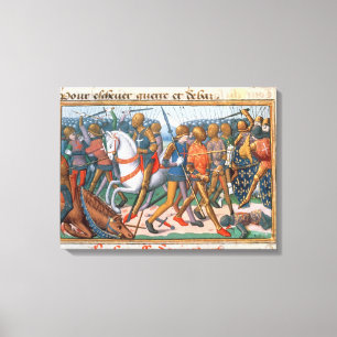 Ms Fr 5054 f.11 The Battle of Agincourt, 1415, fro Canvas Print