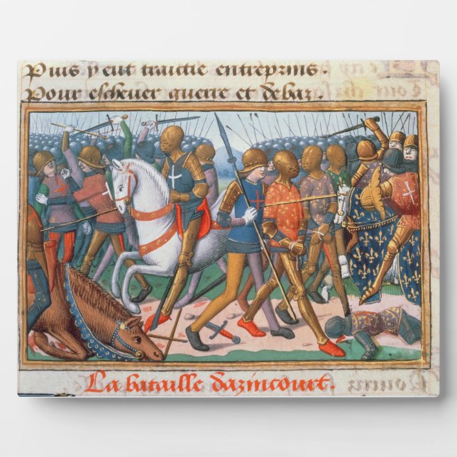 Ms Fr 5054 f.11 The Battle of Agincourt, 1415, fro Plaque (Front)