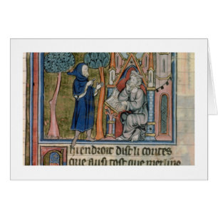 Ms Fr. 95 f.268 Merlin dictates the story to Blais