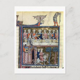 Ms Fr 95 f.326 King Arthur and his Knights around Postcard
