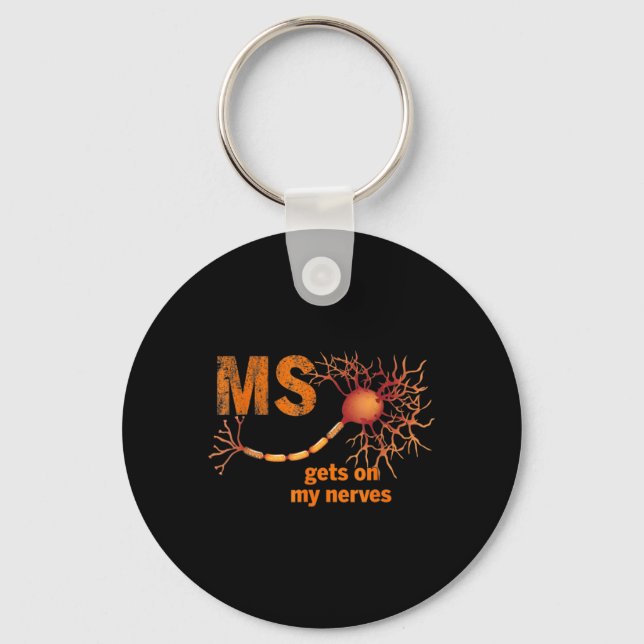 MS Get On My Nerves Multiple Sclerosis Awareness M Key Ring (Front)